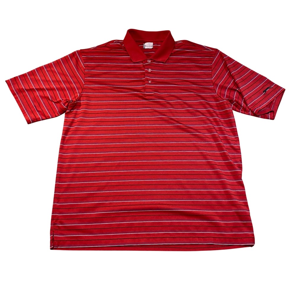 Slazenger Mens XL Red Striped Golf Polo Shirt Wicking Breathable UV Protection